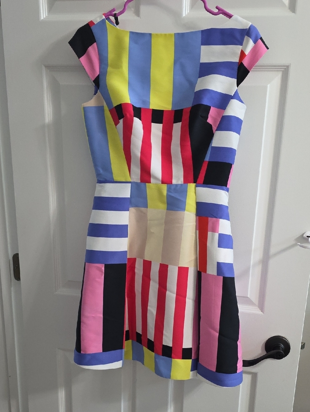 Kate Spade Multi Color Bow Back Cap Sleeve Boat Neck Dress Size 2 - Picture 3 of 10